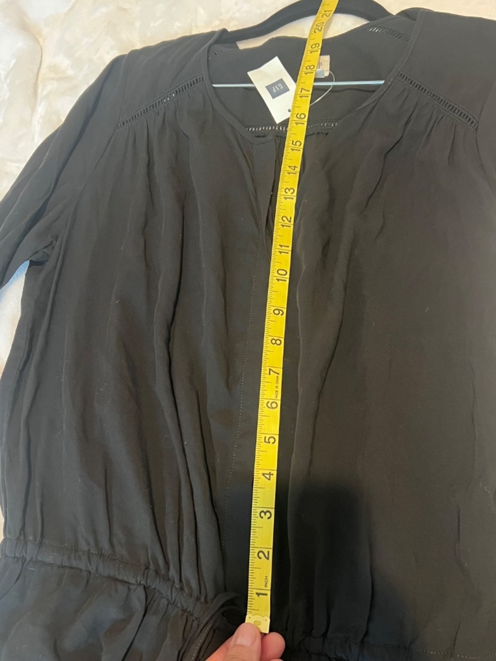GAP NWT Black Long Sleeve Rayon Romper Drawstring Waist Pockets Size M - Picture 16 of 16